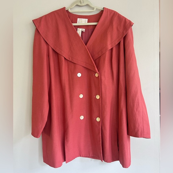 VINTAGE APART Oversized Trench Coat Double Breasted Lagenlook Artsy Whimsy Sz 24 - Picture 3 of 16